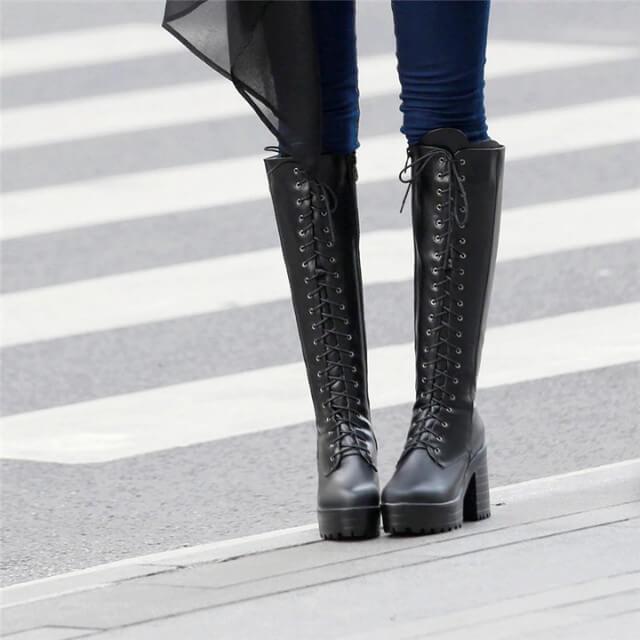 Victorian Black Lace Up Boots - Steampunk Boot