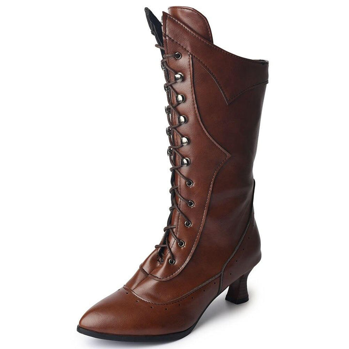 Victorian Heeled Boots - Brown / 3 - Steampunk Boot